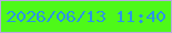文字の大きさ：5、枠の色：bba9e2、背景の色：4ef919、文字の色：2b95e4 無料ブログパーツのブログ時計