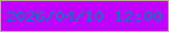 文字の大きさ：2、枠の色：bbac92、背景の色：bf02fb、文字の色：0476b6 無料ブログパーツのブログ時計