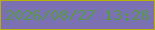 文字の大きさ：2、枠の色：bbae06、背景の色：7b70b1、文字の色：56984c 無料ブログパーツのブログ時計