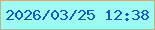 文字の大きさ：4、枠の色：bbb686、背景の色：a0faf4、文字の色：0f5dc2 無料ブログパーツのブログ時計