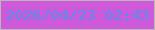 文字の大きさ：4、枠の色：bbb8b4、背景の色：ce59db、文字の色：568eea 無料ブログパーツのブログ時計