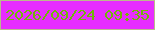 文字の大きさ：1、枠の色：bbb98c、背景の色：e72dff、文字の色：72b509 無料ブログパーツのブログ時計