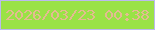 文字の大きさ：4、枠の色：bbbaee、背景の色：9ae246、文字の色：e4bb91 無料ブログパーツのブログ時計