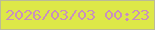 文字の大きさ：4、枠の色：bbbb96、背景の色：dde848、文字の色：c990bd 無料ブログパーツのブログ時計