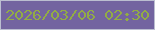 文字の大きさ：3、枠の色：bbbed0、背景の色：7364a0、文字の色：92ac45 無料ブログパーツのブログ時計
