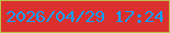文字の大きさ：4、枠の色：bbbf4a、背景の色：db302e、文字の色：0d9ffb 無料ブログパーツのブログ時計