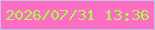 文字の大きさ：3、枠の色：bbc4e7、背景の色：fd6dc4、文字の色：aafc4a 無料ブログパーツのブログ時計