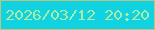 文字の大きさ：2、枠の色：bbc580、背景の色：10d2e0、文字の色：aceba4 無料ブログパーツのブログ時計