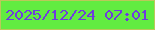 文字の大きさ：2、枠の色：bbc85a、背景の色：62ec41、文字の色：6f3ddd 無料ブログパーツのブログ時計