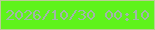 文字の大きさ：4、枠の色：bbcd94、背景の色：5ff31b、文字の色：a1b5a9 無料ブログパーツのブログ時計