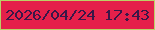 文字の大きさ：5、枠の色：bbd266、背景の色：e5204a、文字の色：3a1748 無料ブログパーツのブログ時計