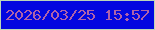 文字の大きさ：3、枠の色：bbd6b8、背景の色：0307e0、文字の色：af62a9 無料ブログパーツのブログ時計