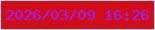 文字の大きさ：1、枠の色：bbd9eb、背景の色：d00d19、文字の色：9e1ef3 無料ブログパーツのブログ時計