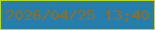 文字の大きさ：5、枠の色：bbda13、背景の色：257eab、文字の色：916d22 無料ブログパーツのブログ時計