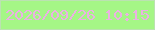 文字の大きさ：4、枠の色：bbe2b1、背景の色：a5f686、文字の色：ebb1e3 無料ブログパーツのブログ時計