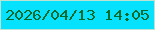 文字の大きさ：4、枠の色：bbe2d2、背景の色：06e1fd、文字の色：006b2b 無料ブログパーツのブログ時計