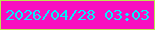 文字の大きさ：4、枠の色：bbe54f、背景の色：f80ec0、文字の色：05effb 無料ブログパーツのブログ時計