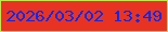 文字の大きさ：4、枠の色：bbe94f、背景の色：e83322、文字の色：0029f1 無料ブログパーツのブログ時計