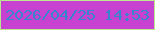 文字の大きさ：5、枠の色：bbe98d、背景の色：c842d2、文字の色：3786cc 無料ブログパーツのブログ時計