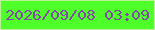 文字の大きさ：1、枠の色：bbef98、背景の色：4eff29、文字の色：854aa7 無料ブログパーツのブログ時計