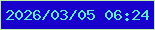 文字の大きさ：5、枠の色：bbefa5、背景の色：1900cd、文字の色：5aeecd 無料ブログパーツのブログ時計