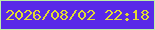 文字の大きさ：3、枠の色：bbf0a8、背景の色：5929e8、文字の色：e2dc31 無料ブログパーツのブログ時計