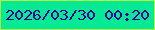 文字の大きさ：1、枠の色：bbf13d、背景の色：04ea94、文字の色：070394 無料ブログパーツのブログ時計