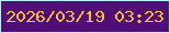 文字の大きさ：2、枠の色：bbf1fa、背景の色：4f0f76、文字の色：ffbb31 無料ブログパーツのブログ時計
