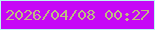 文字の大きさ：2、枠の色：bbf7f2、背景の色：c608f6、文字の色：bebb82 無料ブログパーツのブログ時計