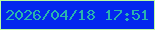 文字の大きさ：5、枠の色：bbfca1、背景の色：0327ee、文字の色：29b4ae 無料ブログパーツのブログ時計