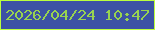 文字の大きさ：1、枠の色：bbff3d、背景の色：3c52a4、文字の色：98d350 無料ブログパーツのブログ時計