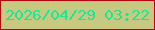 文字の大きさ：5、枠の色：bc000f、背景の色：c7c980、文字の色：19e796 無料ブログパーツのブログ時計