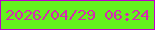 文字の大きさ：4、枠の色：bc00cd、背景の色：64f21e、文字の色：d62ab0 無料ブログパーツのブログ時計