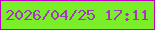 文字の大きさ：5、枠の色：bc01c3、背景の色：79ee29、文字の色：a538c1 無料ブログパーツのブログ時計