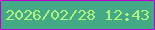 文字の大きさ：3、枠の色：bc01d3、背景の色：44aa86、文字の色：b0f27d 無料ブログパーツのブログ時計