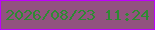 文字の大きさ：3、枠の色：bc03fa、背景の色：92527f、文字の色：2e8a33 無料ブログパーツのブログ時計