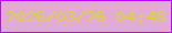 文字の大きさ：1、枠の色：bc07ff、背景の色：e3aad5、文字の色：d7d53d 無料ブログパーツのブログ時計