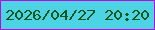 文字の大きさ：5、枠の色：bc08d8、背景の色：4cd4e4、文字の色：13571c 無料ブログパーツのブログ時計