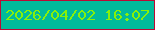 文字の大きさ：4、枠の色：bc0a35、背景の色：01bb9b、文字の色：87f00b 無料ブログパーツのブログ時計