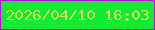 文字の大きさ：4、枠の色：bc0ade、背景の色：10ec34、文字の色：d0e154 無料ブログパーツのブログ時計