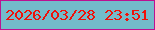 文字の大きさ：3、枠の色：bc1191、背景の色：73bbca、文字の色：ef1109 無料ブログパーツのブログ時計