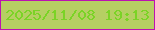 文字の大きさ：3、枠の色：bc13b1、背景の色：b6cf63、文字の色：7bd326 無料ブログパーツのブログ時計