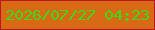 文字の大きさ：2、枠の色：bc1622、背景の色：d86915、文字の色：3bdb19 無料ブログパーツのブログ時計