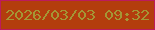 文字の大きさ：5、枠の色：bc1b5d、背景の色：b33d0d、文字の色：a49635 無料ブログパーツのブログ時計