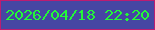 文字の大きさ：4、枠の色：bc1c71、背景の色：4646a3、文字の色：23f838 無料ブログパーツのブログ時計