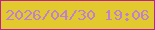文字の大きさ：4、枠の色：bc2094、背景の色：e2c92e、文字の色：bf80d2 無料ブログパーツのブログ時計