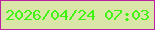文字の大きさ：4、枠の色：bc21a4、背景の色：dae6a7、文字の色：41f312 無料ブログパーツのブログ時計