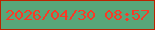 文字の大きさ：1、枠の色：bc2300、背景の色：58a679、文字の色：fa3926 無料ブログパーツのブログ時計