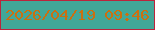 文字の大きさ：5、枠の色：bc243c、背景の色：42a798、文字の色：cb6f10 無料ブログパーツのブログ時計