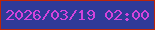 文字の大きさ：4、枠の色：bc2508、背景の色：2f3a98、文字の色：d344dc 無料ブログパーツのブログ時計